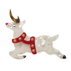 Erstwilder Now Prancer Christmas Reindeer Brooch Pin Front