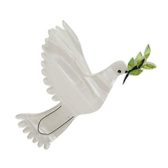 Erstwilder Olive Branch Pigeon Dove Bird Brooch Pin Front