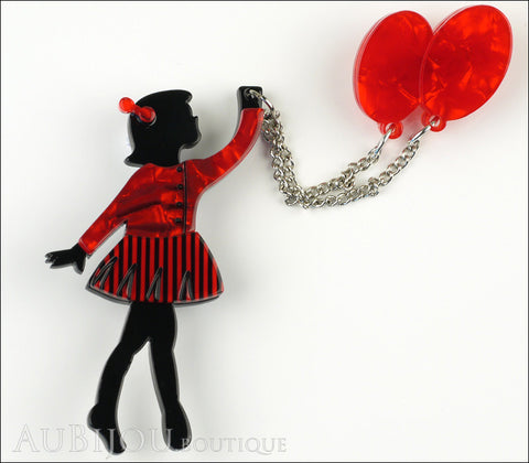 Erstwilder Pin Brooch Deco Girl Bev And The Flying Balloon Black Red Gallery