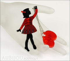 Erstwilder Pin Brooch Deco Girl Bev And The Flying Balloon Black Red Mannequin