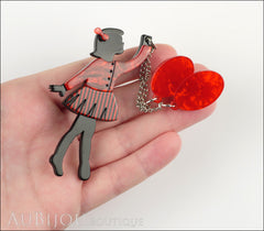 Erstwilder Pin Brooch Deco Girl Bev And The Flying Balloon Black Red Model