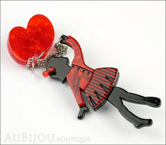 Erstwilder Pin Brooch Deco Girl Bev And The Flying Balloon Black Red Side