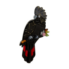 Erstwilder Rohan Red Tail Black Cockatoo Brooch Pin Front