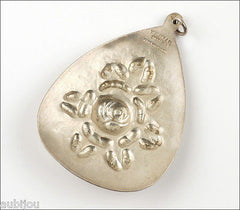 Vintage Frank Kulik Kulikraft Sterling Silver Hand Wrought Floral Pendant Rose