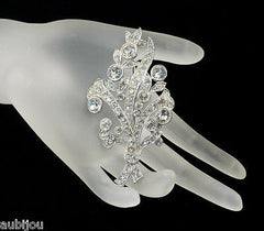 Vintage Bogoff Floral Spray Clear Pave Rhinestone Flower Brooch Pin Jewelry 1950's