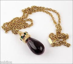 MVH Princess Michaela Heraldic Amethyst Glass Purple Stone Pendant Drop Necklace