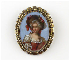 Vintage Original By Robert Hand Painted Portrait Miniature Brooch Pin Pendant
