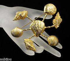 Vintage Dominique Aurientis Seashell Runway Brooch Pin Haute Couture France 1980's
