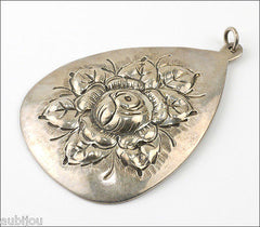 Vintage Frank Kulik Kulikraft Sterling Silver Hand Wrought Floral Pendant Rose