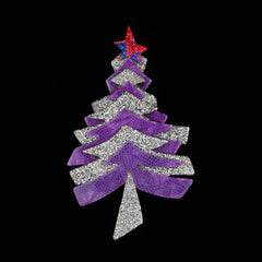 Lea Stein Paris Brooch Christmas Tree or Fir With a Star Purple and Silver