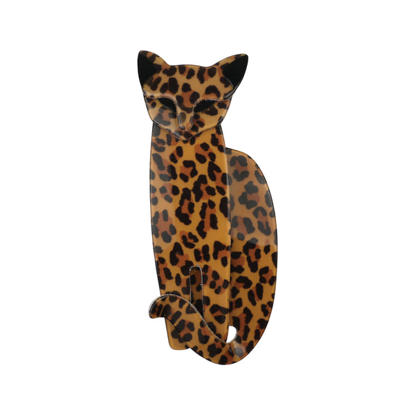 Lea Stein Paris Brooch Quarrelsome Cat Animal Print Fabric