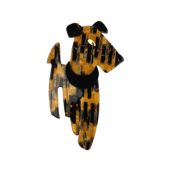 Lea Stein Paris Brooch Ric the Dog Yellow-Orange Black