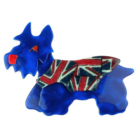 Lea Stein Paris Brooch Kimdoo Dog Blue Union Jack