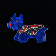 Lea Stein Paris Brooch Kimdoo Dog Blue Union Jack
