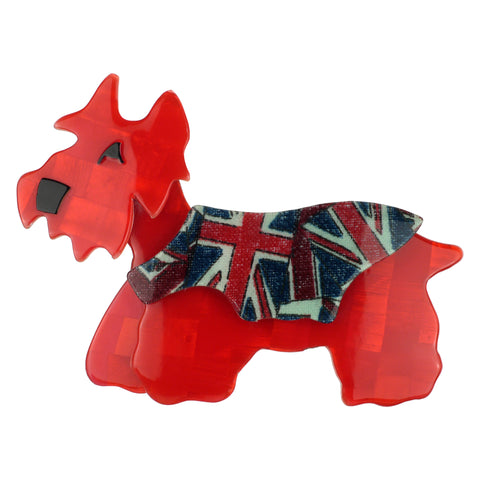 Lea Stein Paris Brooch Kimdoo Dog Red Union Jack