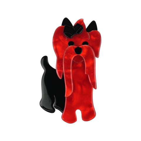 Lea Stein Paris Brooch Moustache the Dog Red and Black