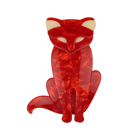 Lea Stein Paris Brooch Sacha the Cat Red and Ivory