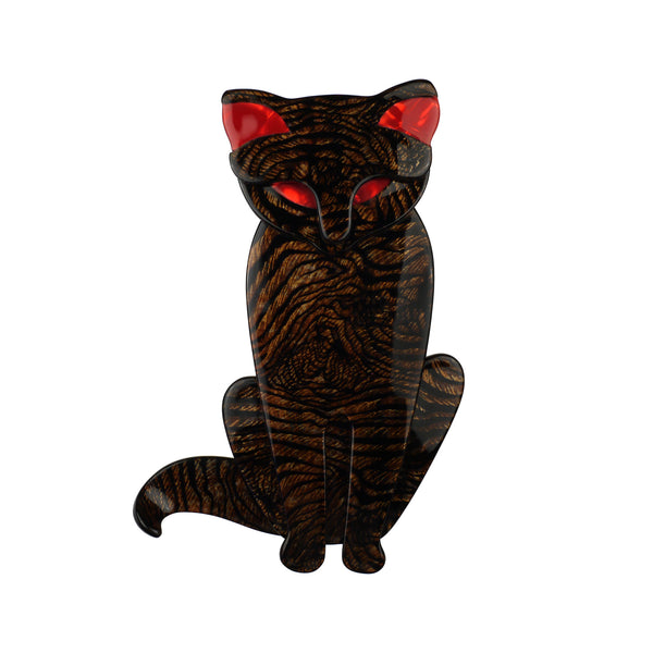 Lea Stein Paris Brooch Sacha the Cat Animal Print and Red