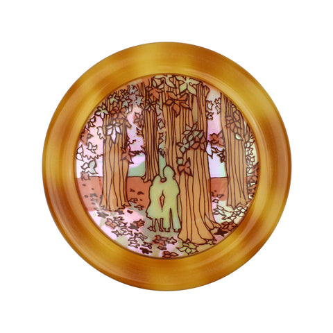Lea Stein Paris Vintage Serigraphy Brooch Couple in the Forest