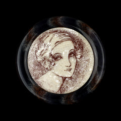 Lea Stein Paris Vintage Serigraphy Brooch Portrait of a Young Woman