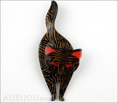 Lea Stein Attila The Cat Brooch Pin Animal Print Brown Gold Front