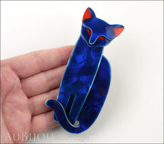 Lea Stein Quarrelsome Cat Brooch Pin Blue Red Model