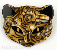 Lea Stein Bacchus The Cat Head Brooch Pin Caramel Mosaic Froont