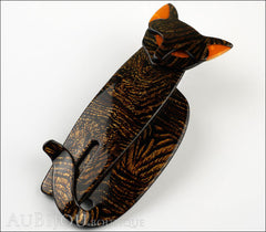 Lea Stein Quarrelsome Cat Brooch Pin Gold Tiger Side
