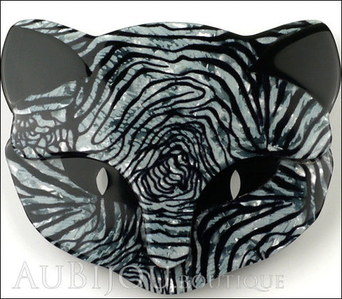 Lea Stein Bacchus The Cat Head Brooch Pin Grey Black Animal Print Gallery