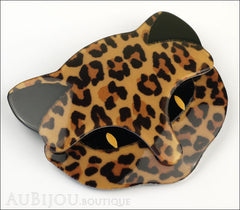 Lea Stein Bacchus The Cat Head Brooch Pin Leopard Print Black Side
