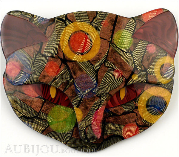 Lea Stein Bacchus The Cat Head Brooch Pin Multicolor Pattern Gallery