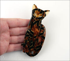 Lea Stein Quarrelsome Cat Brooch Pin Tortoise Black Model