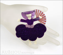 Lea Stein Ballerina Scarlett O'Hara Fan Brooch Pin Purple Shades Mannequin