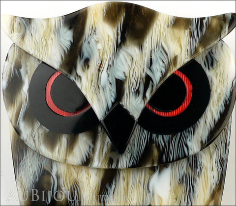 Lea Stein Buba The Owl Bird Brooch Pin Black Grey Horn Gallery