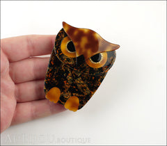 Lea Stein Buba The Owl Brooch Pin Forest Mosaic Tortoise Model