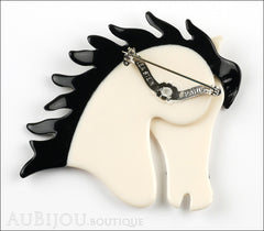Lea Stein Butter The Horse Head Brooch Pin Pearly White Grey Back