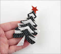 Lea Stein Christmas Tree Brooch Pin Black White Model