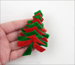 Lea Stein Christmas Tree Brooch Pin  Green Red Model