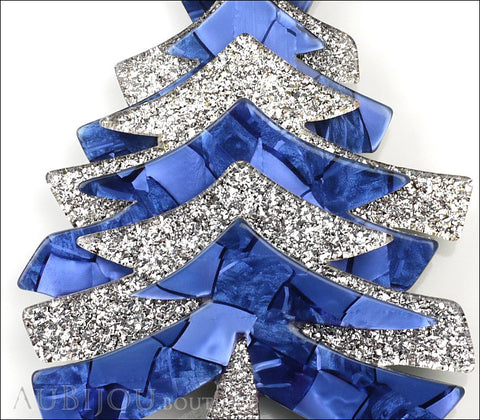 Lea Stein Christmas Tree Brooch Pin Silver Blue Gallery