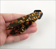 Lea Stein Cicada Insect Art Deco Brooch Pin Amber Tortoise Black Model