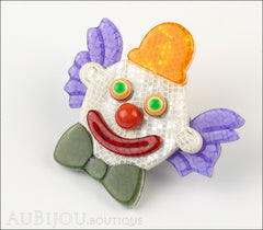 Lea Stein Clown Brooch Pin Purple Orange Green Side