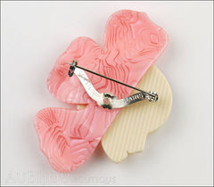 Lea Stein Corolle Art Deco Girl Petal Brooch Pin Pink Swirls Fuchsia Back