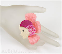 Lea Stein Corolle Art Deco Girl Petal Brooch Pin Pink Swirls Fuchsia Mannequin