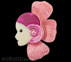 Lea Stein Corolle Art Deco Girl Petal Brooch Pin Pink Swirls Fuchsia