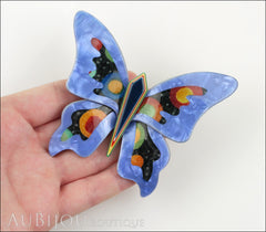 Lea Stein Elfe The Butterfly Insect Brooch Pin Blue Celestial Multicolor Model