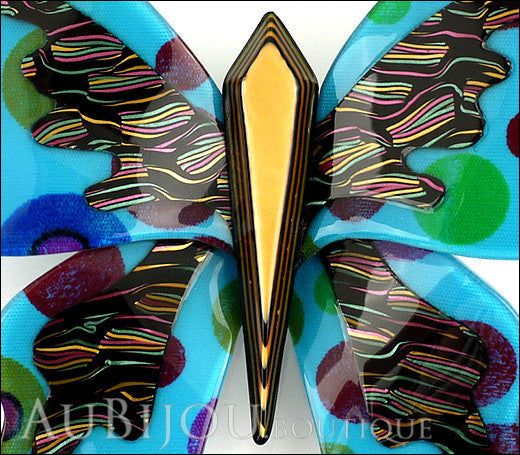 Lea Stein Elfe The Butterfly Insect Brooch Pin Blue Polka Dots Multicolor Gallery