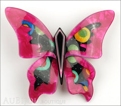 Lea Stein Elfe The Butterfly Insect Brooch Pin Fuchsia Celestial Multicolor Front