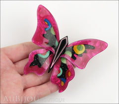 Lea Stein Elfe The Butterfly Insect Brooch Pin Fuchsia Celestial Multicolor Model