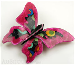 Lea Stein Elfe The Butterfly Insect Brooch Pin Fuchsia Celestial Multicolor Side