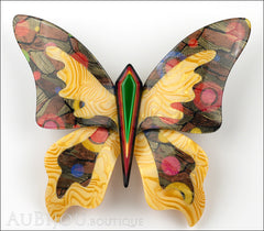 Lea Stein Elfe The Butterfly Insect Brooch Pin Light Orange Green Multicolor Front